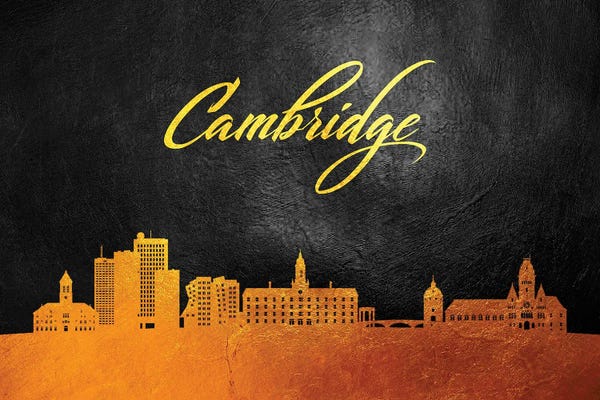 Cambridge: Cambridge Massachusetts Gold Skyline by Adrian Baldovino