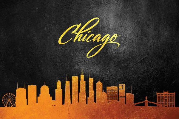 Chicago Skylines: Chicago Illinois Gold Skyline by Adrian Baldovino