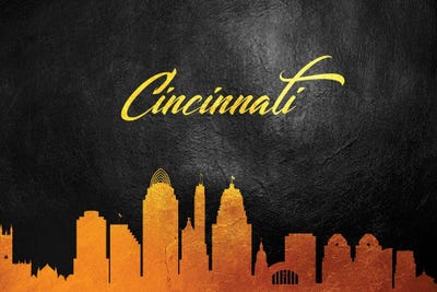 Cincinnati Ohio Gold Skyline by Adrian Baldovino framed canvas print
