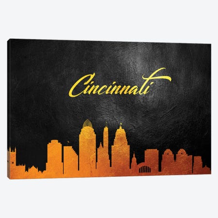 Cincinnati Ohio Gold Skyline Canvas Print #ABV344} by Adrian Baldovino Art Print