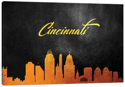Cincinnati Ohio Gold Skyline Canvas Art Print - Cincinnati Art