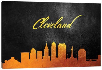 Cleveland Ohio Gold Skyline Canvas Art Print - Cleveland Art
