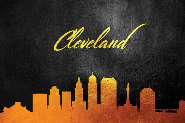 Cleveland: Cleveland Ohio Gold Skyline by Adrian Baldovino
