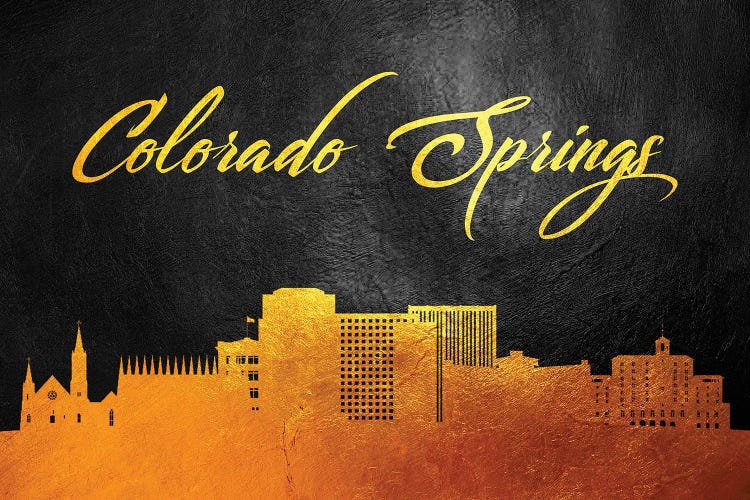 Colorado Springs Gold Skyline by Adrian Baldovino wall art