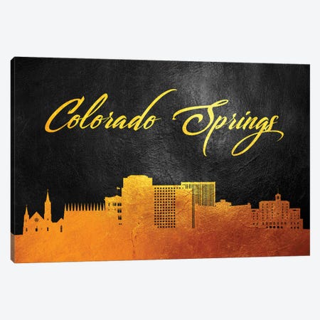 Colorado Springs Gold Skyline Canvas Print #ABV346} by Adrian Baldovino Canvas Print