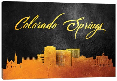 Colorado Springs Gold Skyline Canvas Art Print