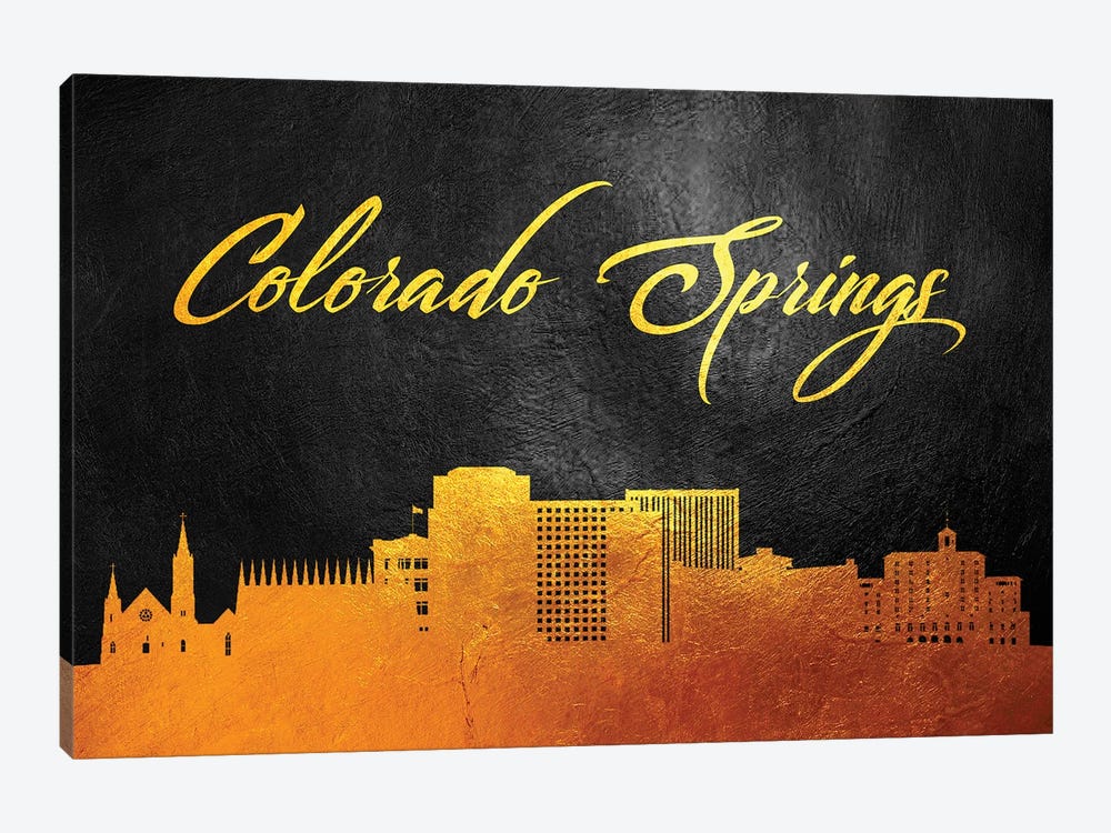 Colorado Springs Gold Skyline by Adrian Baldovino 1-piece Canvas Artwork