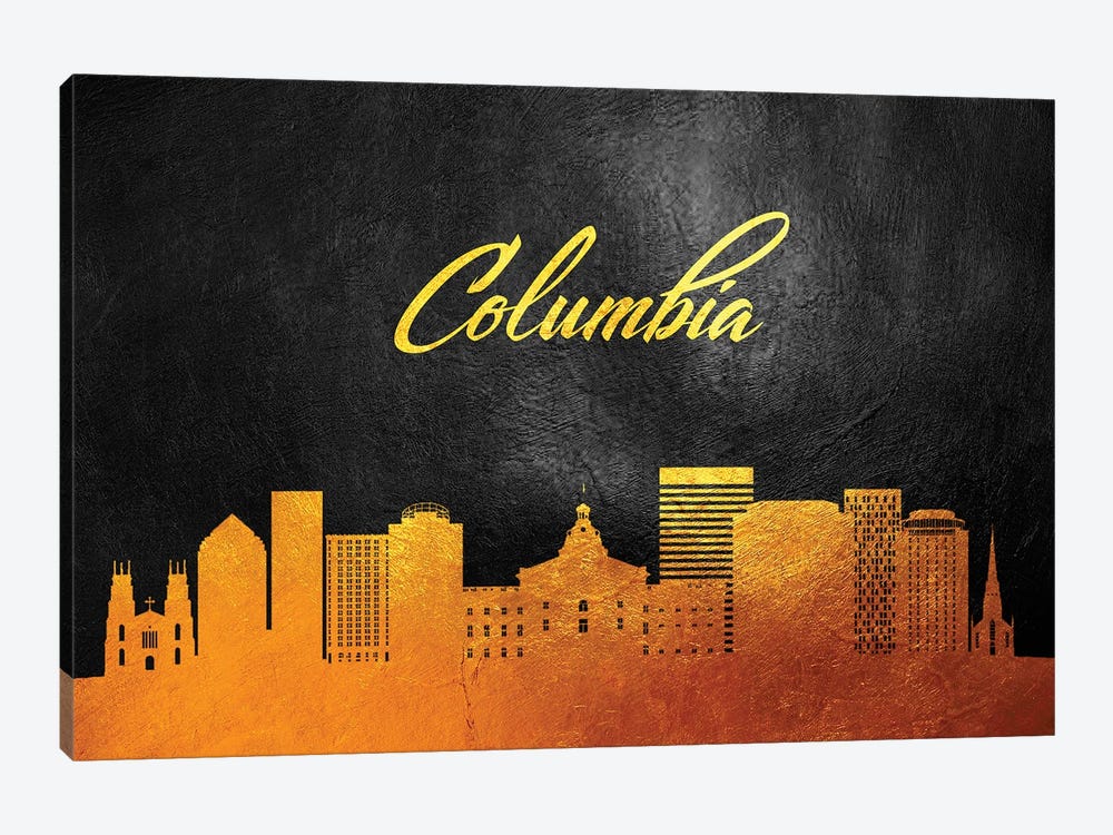 Columbia South Carolina Gold Skyline by Adrian Baldovino 1-piece Art Print