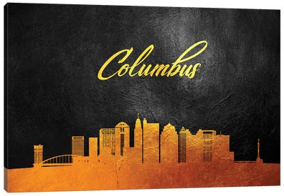 Columbus Ohio Gold Skyline Canvas Art Print - Columbus Art
