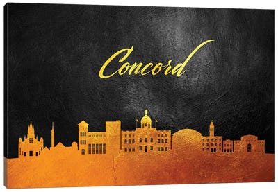 Concord Massachusetts Gold Skyline Canvas Art Print