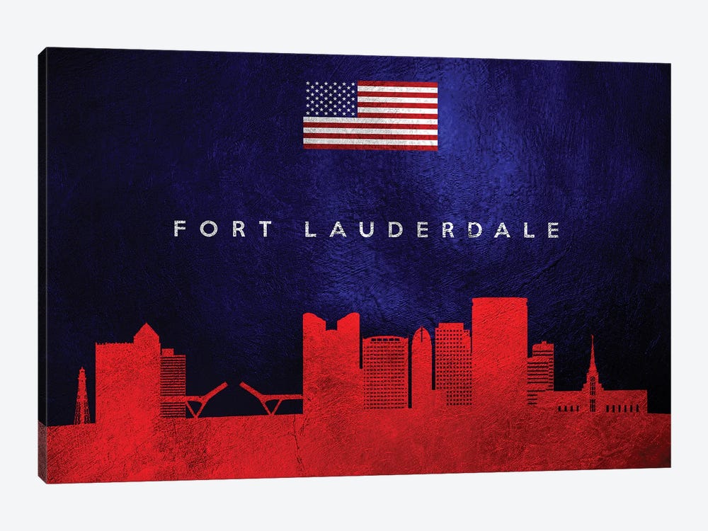 Fort Lauderdale Florida Skyline by Adrian Baldovino 1-piece Canvas Wall Art