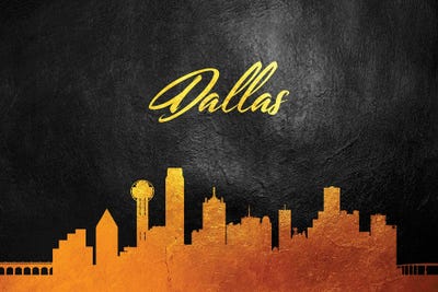 Dallas Texas Gold Skyline by Adrian Baldovino framed wall art