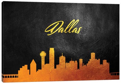 Dallas Texas Gold Skyline Canvas Art Print - Dallas Art