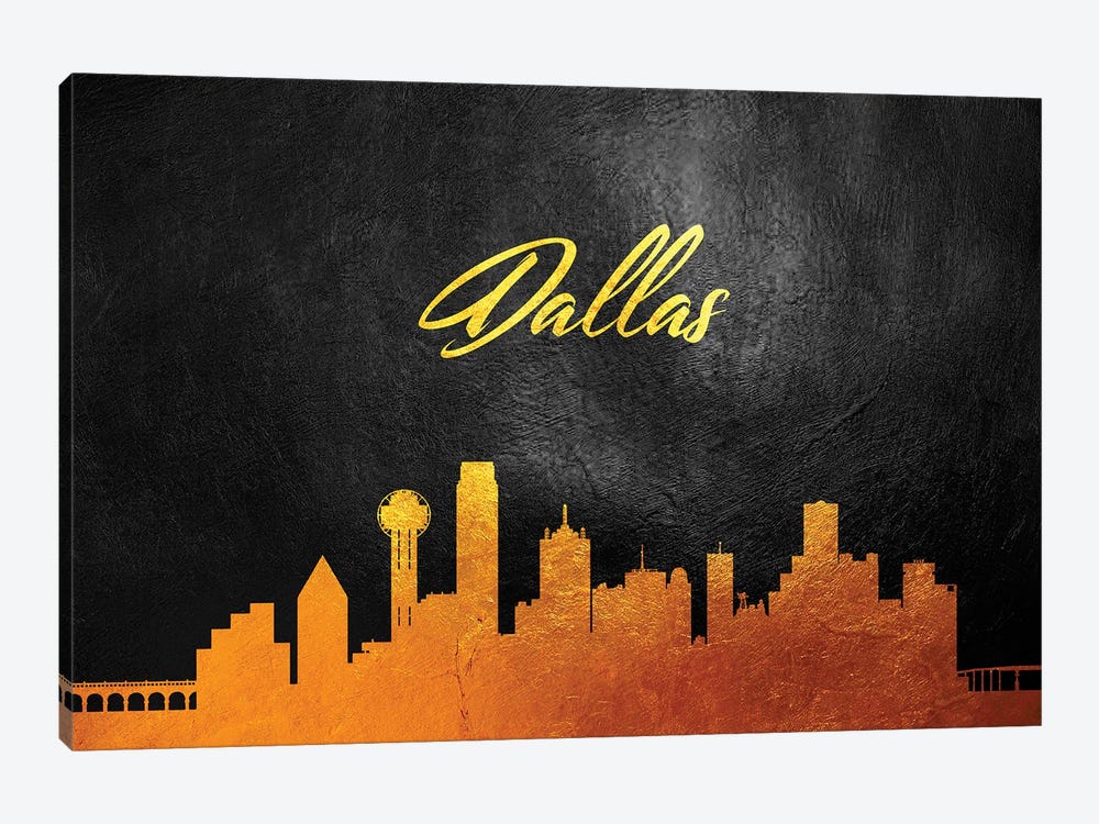 Dallas Texas Gold Skyline by Adrian Baldovino 1-piece Canvas Art Print