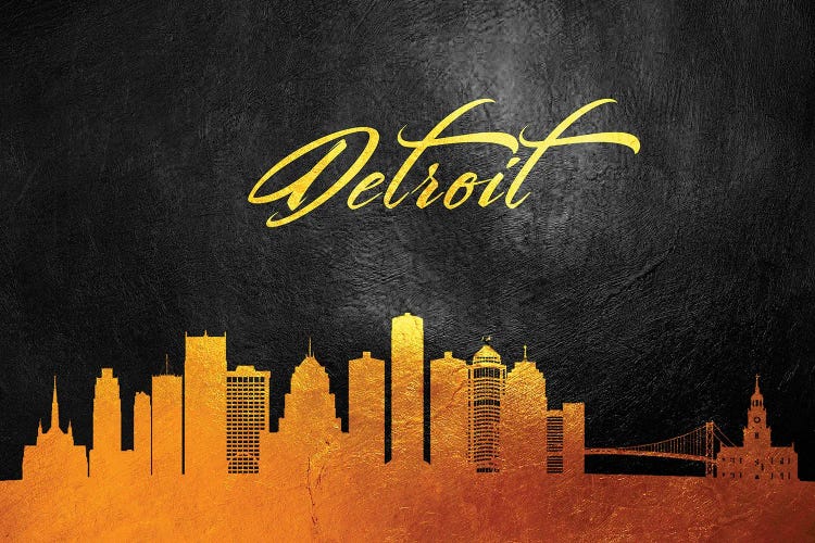 Detroit Michigan Gold Skyline by Adrian Baldovino wall art