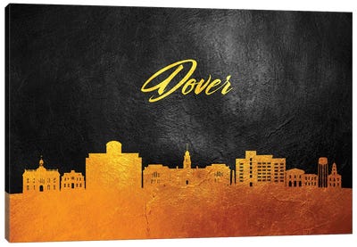 Dover Delaware Gold Skyline Canvas Art Print - Delaware Art