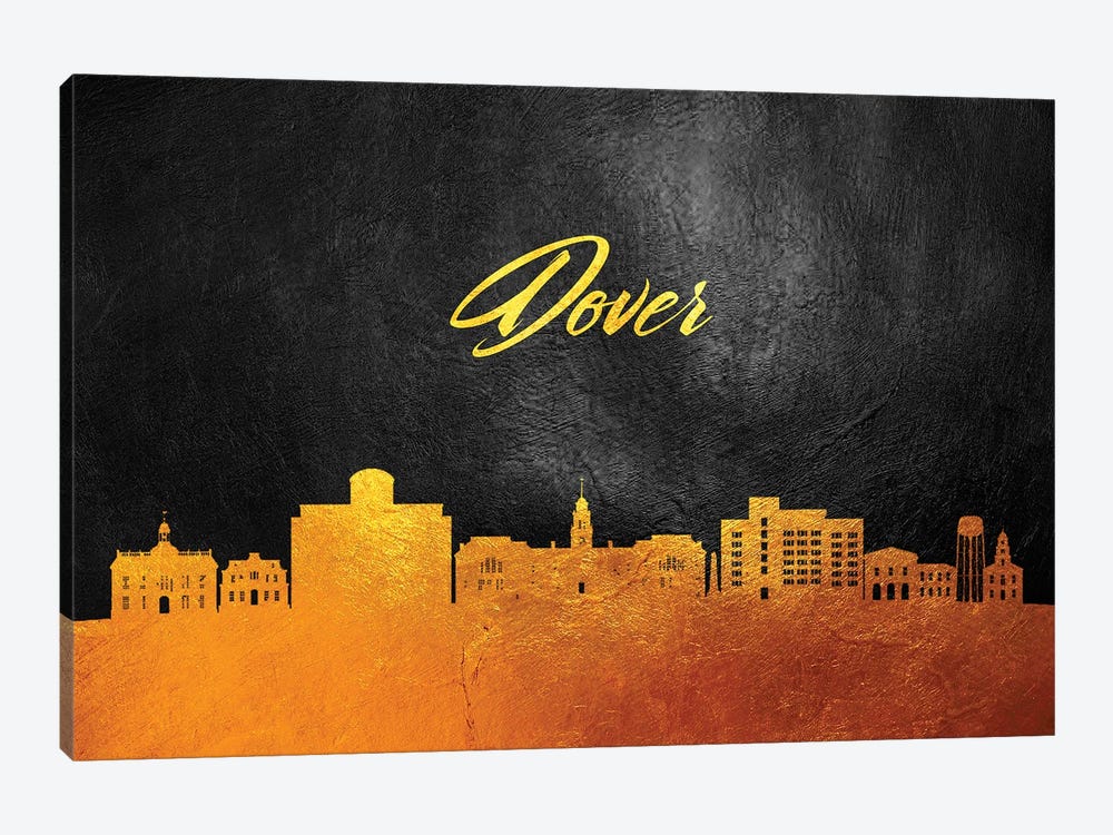 Dover Delaware Gold Skyline by Adrian Baldovino 1-piece Canvas Artwork