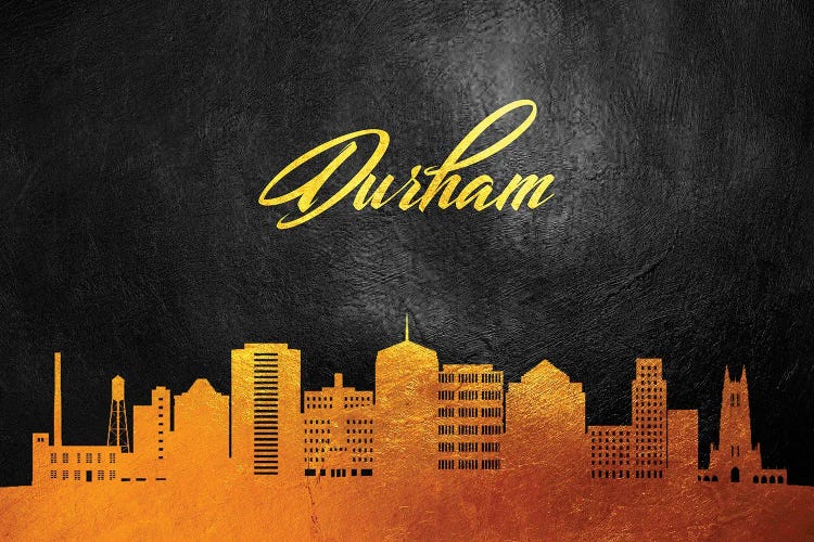Durham North Carolina Gold Skyline by Adrian Baldovino wall art