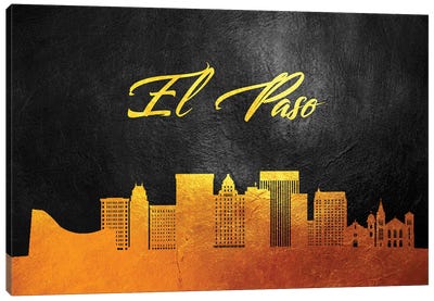 El Paso Texas Gold Skyline Canvas Art Print