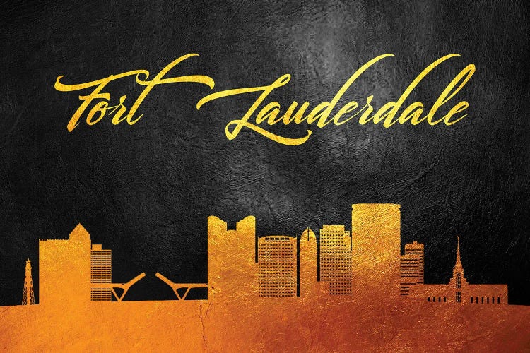 Fort Lauderdale Florida Gold Skyline