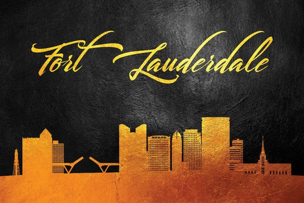 Fort Lauderdale: Fort Lauderdale Florida Gold Skyline by Adrian Baldovino