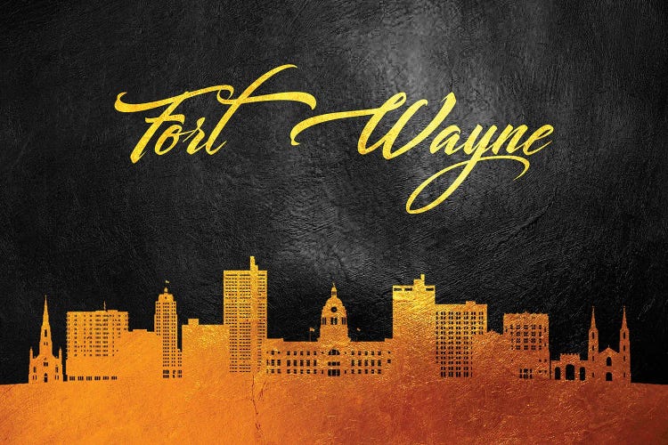 Fort Wayne Indiana Gold Skyline