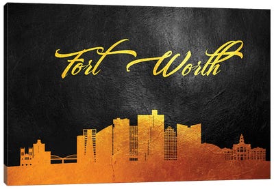 Fort Worth Texas Gold Skyline Canvas Art Print - Fort Worth
