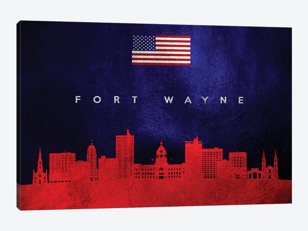Fort Wayne Indiana Skyline by Adrian Baldovino 1-piece Canvas Print