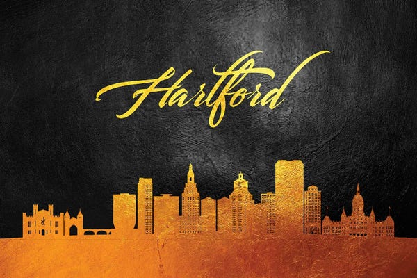 Connecticut: Hartford Connecticut Gold Skyline by Adrian Baldovino