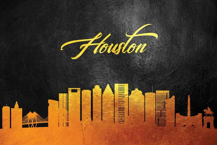 Houston Texas Gold Skyline