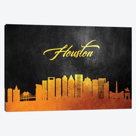 Houston Texas Gold Skyline Canvas Print #ABV362} by Adrian Baldovino Canvas Art