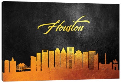 Houston Texas Gold Skyline Canvas Art Print - Houston Skylines