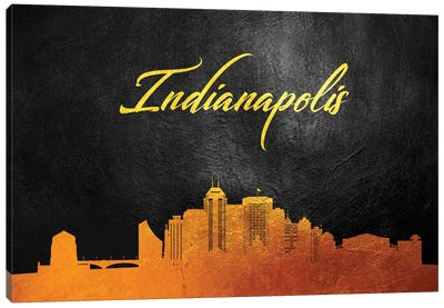 Indianapolis Indiana Gold Skyline Canvas Art Print - Indiana Art