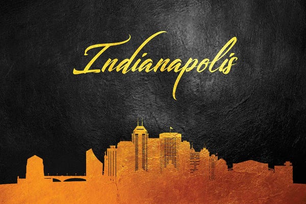 Indiana: Indianapolis Indiana Gold Skyline by Adrian Baldovino