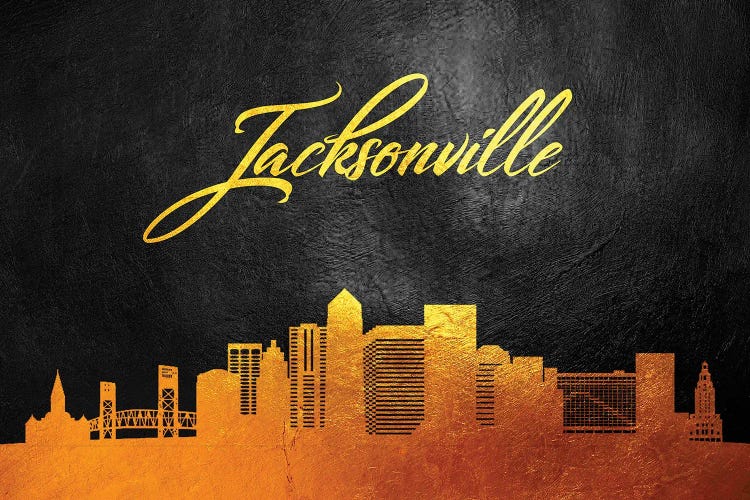 Jacksonville Florida Gold Skyline