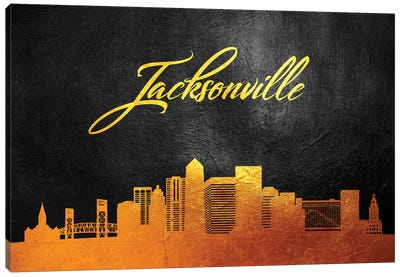 Jacksonville Florida Gold Skyline Canvas Art Print - Jacksonville