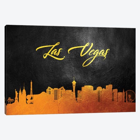 Las Vegas Nevada Gold Skyline Canvas Print #ABV365} by Adrian Baldovino Canvas Print
