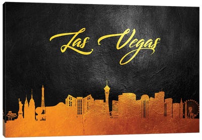 Las Vegas Nevada Gold Skyline Canvas Art Print - Las Vegas Skylines