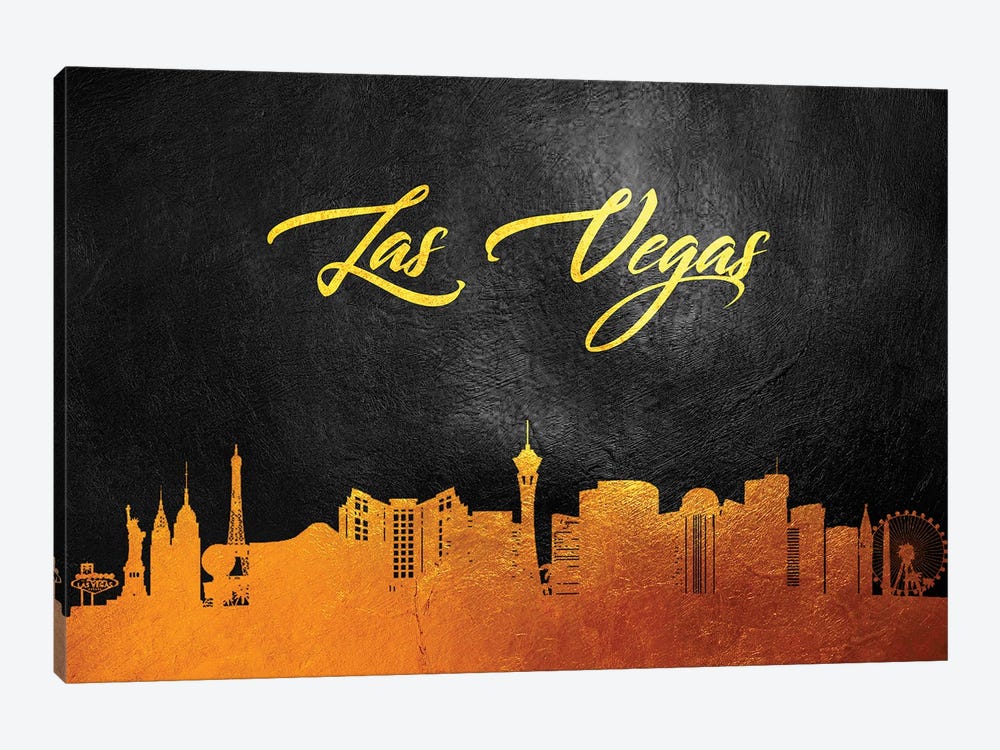 Las Vegas Nevada Gold Skyline by Adrian Baldovino 1-piece Art Print