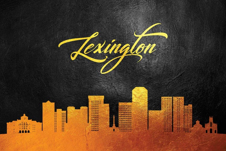 Lexington Kentucky Gold Skyline by Adrian Baldovino wall art