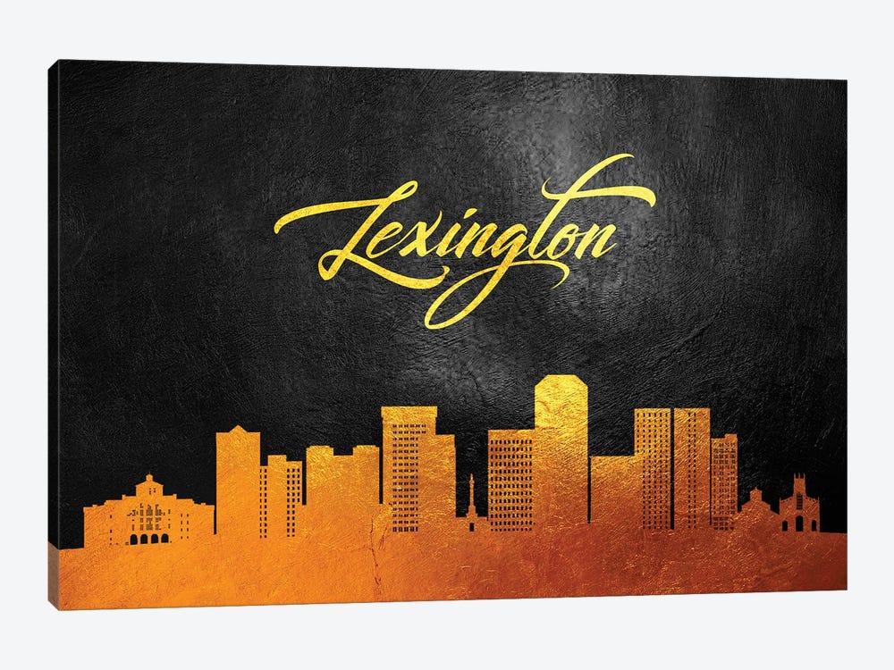 Lexington Kentucky Gold Skyline by Adrian Baldovino 1-piece Canvas Artwork