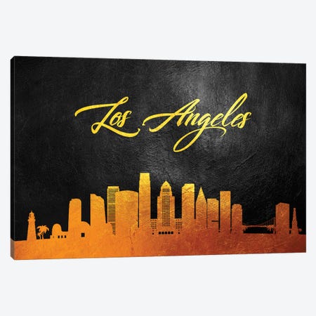Los Angeles California Gold Skyline Canvas Print #ABV368} by Adrian Baldovino Canvas Artwork