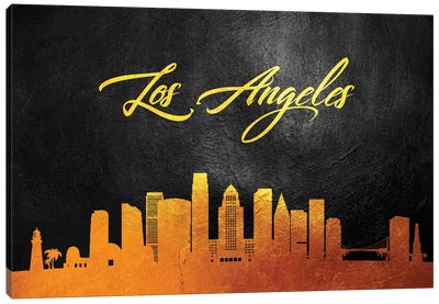Los Angeles California Gold Skyline Canvas Art Print - Adrian Baldovino