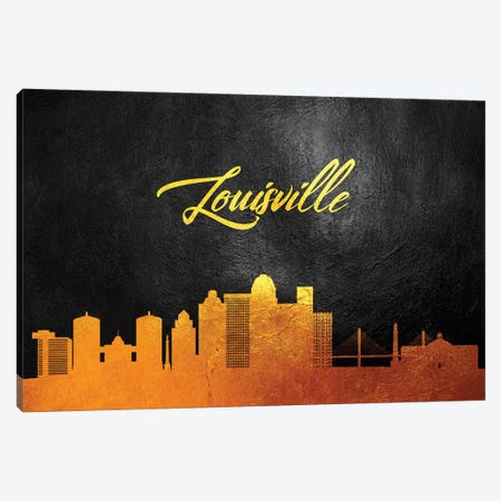 Louisville Kentucky Gold Skyline Canvas Print #ABV369} by Adrian Baldovino Canvas Wall Art