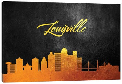Louisville Kentucky Gold Skyline Canvas Art Print - Kentucky Art