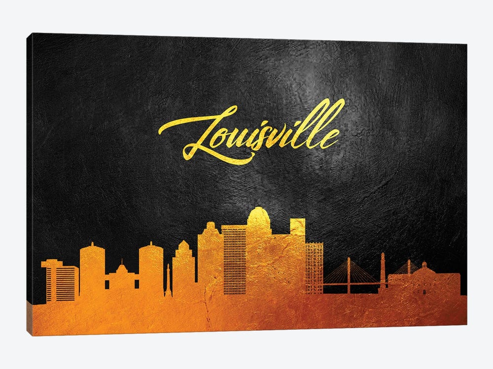 Louisville Kentucky Gold Skyline by Adrian Baldovino 1-piece Canvas Art Print