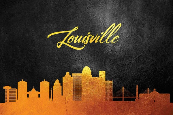 Kentucky: Louisville Kentucky Gold Skyline by Adrian Baldovino