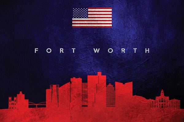 American Flags: Fort Worth Texas Skyline by Adrian Baldovino