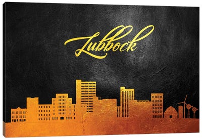 Lubbock Texas Gold Skyline Canvas Art Print - Adrian Baldovino