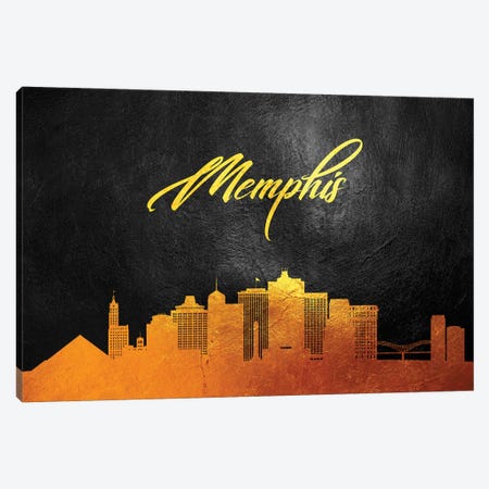 Memphis Tennessee Gold Skyline Canvas Print #ABV372} by Adrian Baldovino Canvas Print